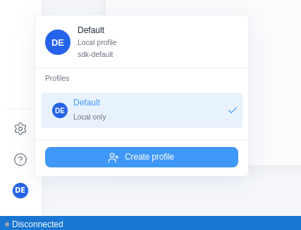 Create profile menu