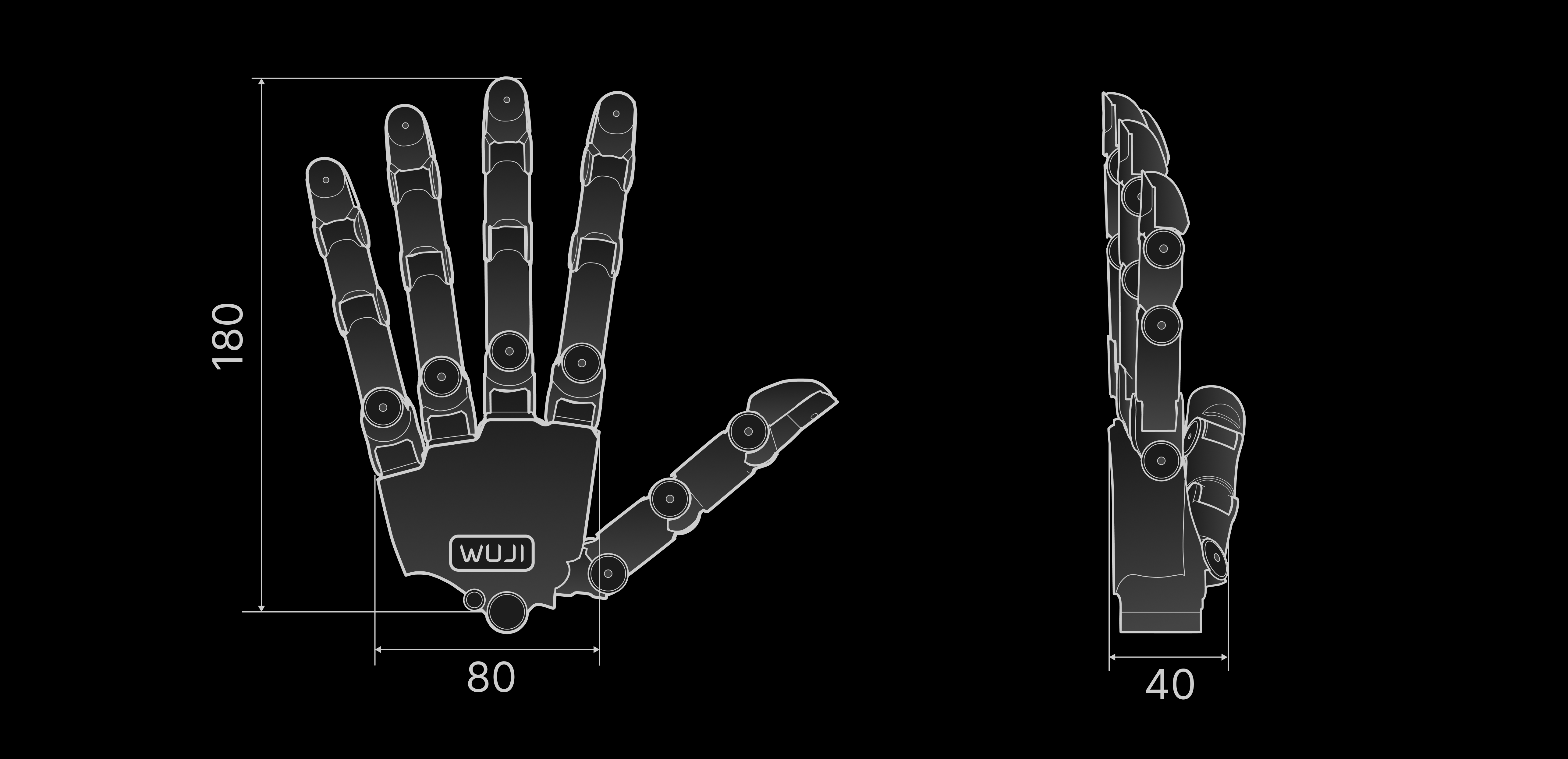 Wuji Hand 2 外形尺寸